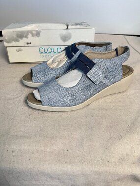 Euro 42 US Size 11 Cloud Footwear Harper Slingback Sandals Blue Chambray